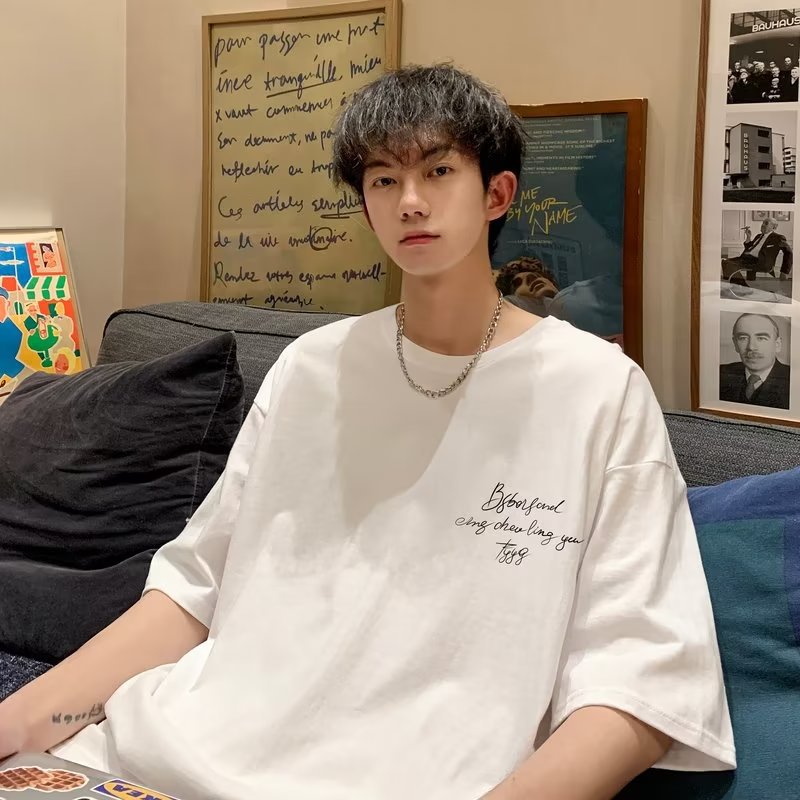 Men T Shirt Summer Loose Cotton