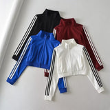 Women Hoodie Stripes Casual Exercise Cardigan