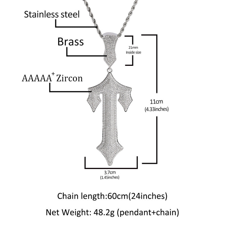 Jewelry T Letter Pendant Fashion Zircon Rap Cross Word Up Spectrum