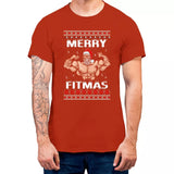 Merry Fitmas Christmas Gym Sport T-shirt For Funny Christmas