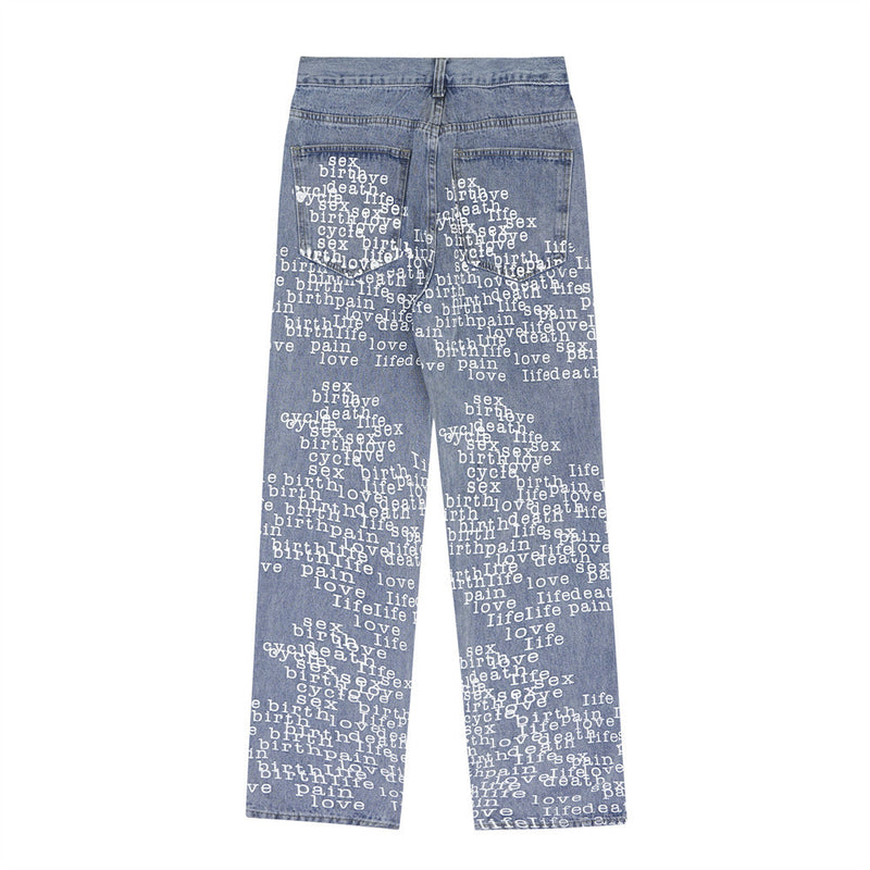 Men Jeans Personalized Printed Loose Casual