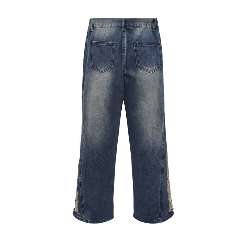Men Jeans Ripped Special Design Burr Stitching