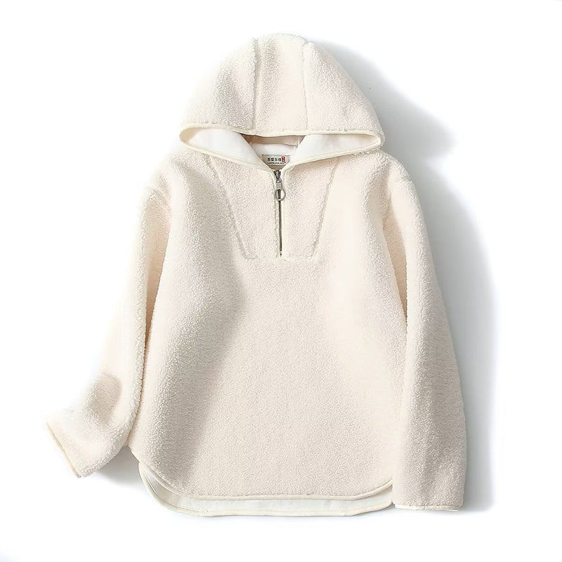 Women Hoodie Loose and Idle Simple Imitation Lamb Wool