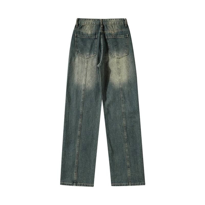 Men Jeans Loose Retro Patchwork Easy Matching