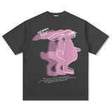 Unisex T Shirt Vintage Rabbit Print Cotton