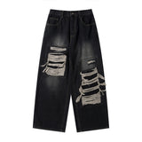 Men Jeans Hole Patch Loose All-Match