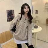 Women Pullover Sweater Vintage Casual Long Knitwear