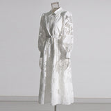 Bohemian Dress Lantern Sleeve Embroidery Hollow out