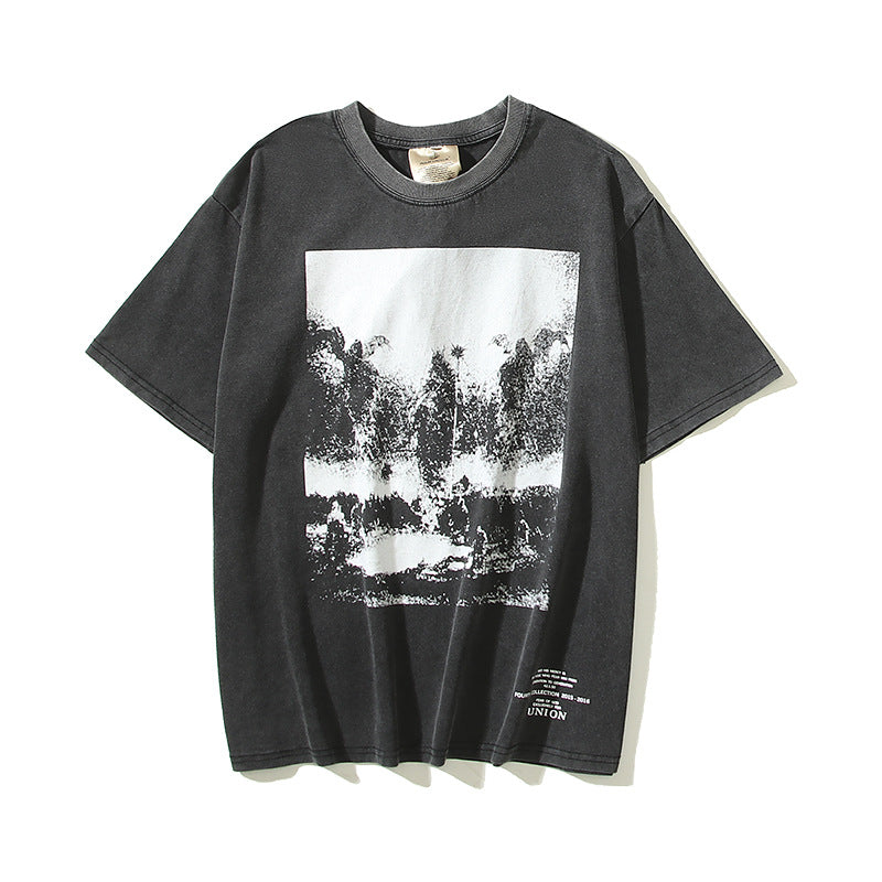 Fog Essentials T Shirts Spring and Summer FOG Washing Water Old Crew Neck Short Sleeves