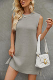 Women Pullover Sweater Knitted Dress Fashionable with Side-Slit Dress Female