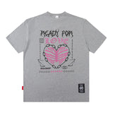 Men T-Shirt Rose Floral Print Oversize All-Match Loose