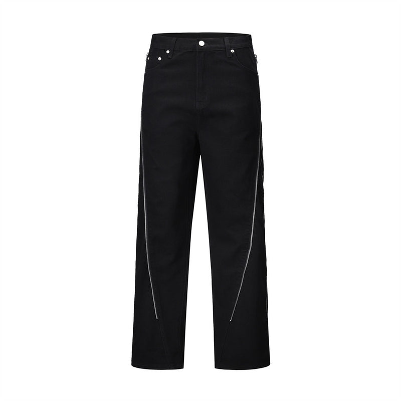 Men Jeans Zipper Stitching Loose