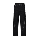 Men Jeans Zipper Stitching Loose