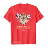 Red by Queen's Platinum Jubilee 2022 Elizabeth 70 Years T-shirt Puppy Printed round Neck