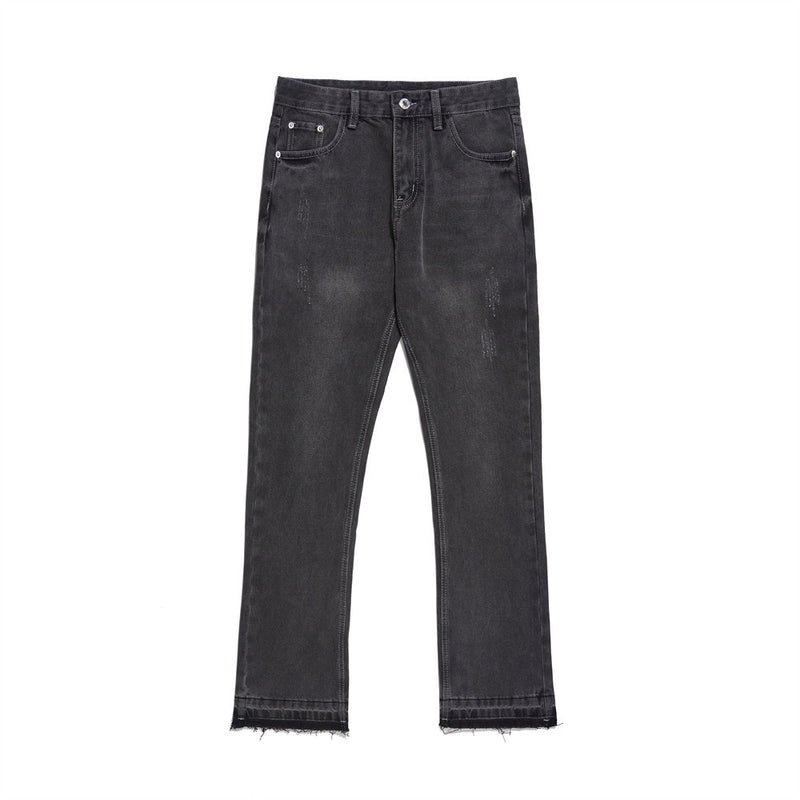 Men Jeans Vintage Baggy Pants-Foot Frayed Edges