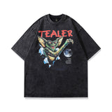 Men T-Shirt Bear Print Distressed Oversize