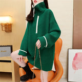 Women Pullover Sweater Loose Zip Thickened Knitting Sweater