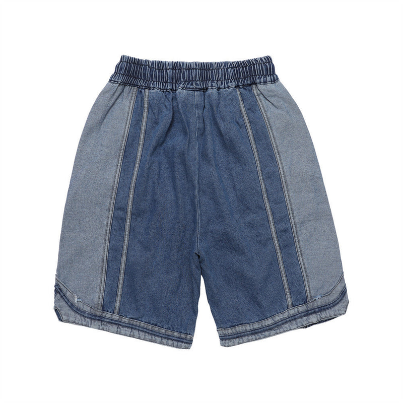 Men Shorts Patchwork Denim Shorts Men's Summer Loose Embroidery