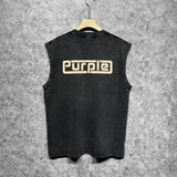 Purple Brand Distressed Tank T Shirts Distressed Sleeveless T-shirt Vest