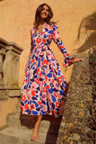 Women Dress Elegant Floral Lace-up Dress