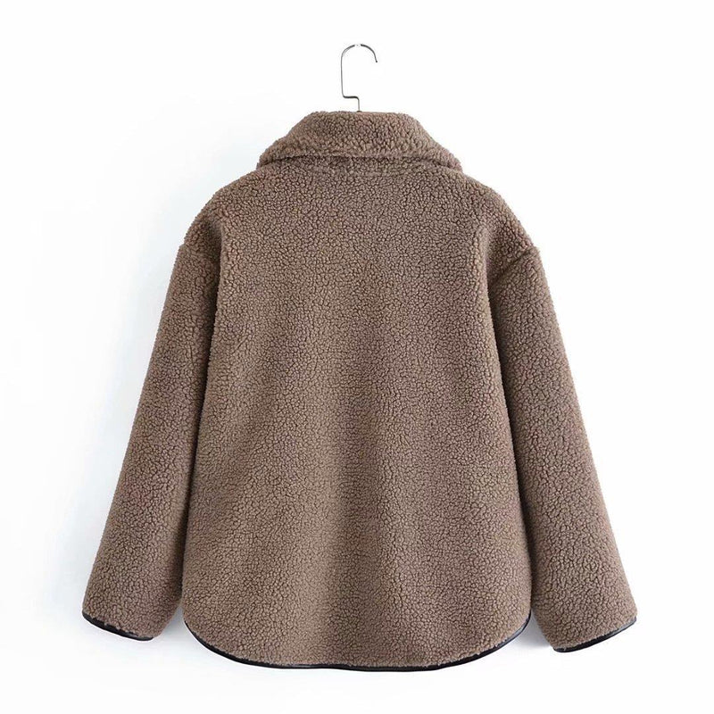 Women Cotton Coat Loose Faux Lamb Fur Coat