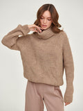 Women Work Business Casual Sweats Knitted Loose Turtleneck Thick Sweater