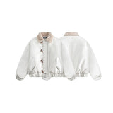 Unisex Coat Lamb Wool Cotton-Padded Jacket Thickened Padded Jacket PU Leather