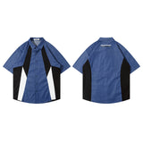 Short Sleeve Shirt Color Matching Casual College Style