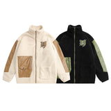 Men Coat Stand Collar Color Matching Lamb Wool Puffer Jacket