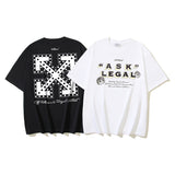 Off White T Shirts OW Polka Dot Letter Pattern Round Neck Pullover Short Sleeves