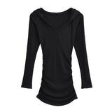 Women Dresses Pleated Hooded Dress