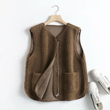 Women Vest Lamb Wool Vest Baggy Coat