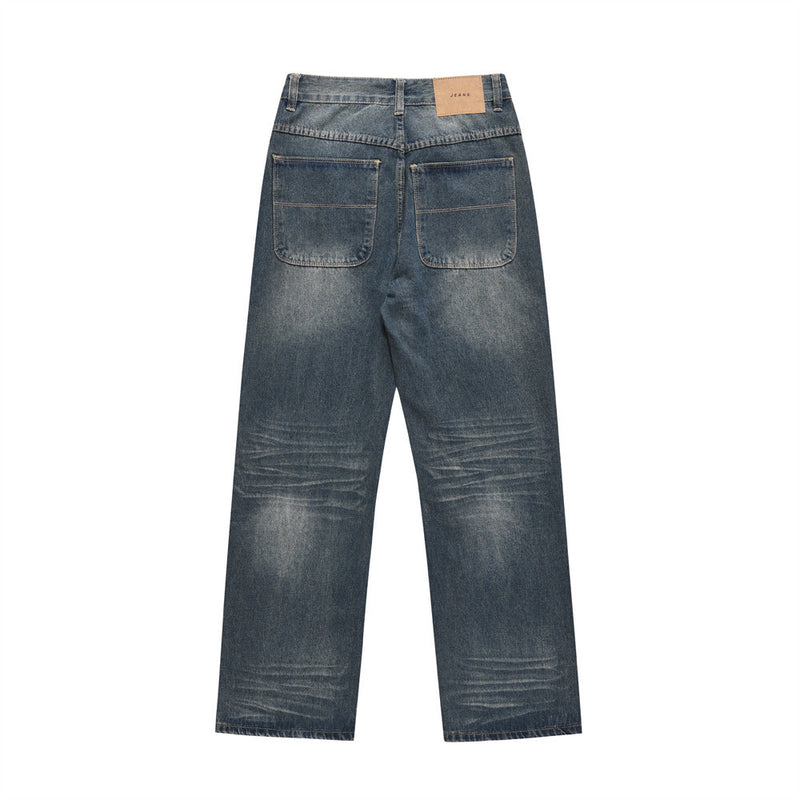 Men Jeans Trendy Distressed Indentation Loose Casual