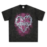 Unisex T Shirt Spiny Heart Print Short Sleeve