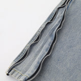 Men Jeans Zipper Stitching Loose