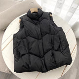 Women Vest Women Winter Casual Stand Collar Loose