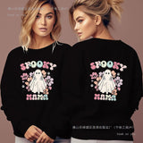 Spooky Mama Print Long Sleeve Hoodies Women Autumn Funny Hal