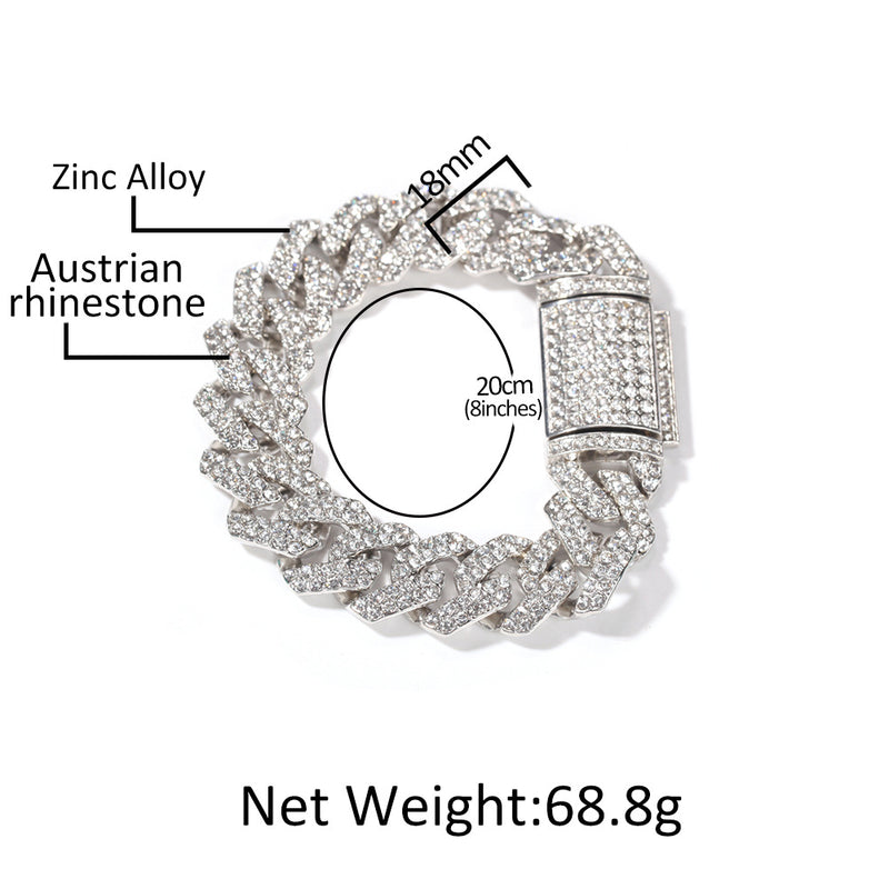 Bracelet Hip Hop Style ins Fashion 18mm Cuban Bracelet Alloy Bracelet Spectrum St. Valentine's