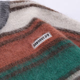 Men Sweater Striped Crew Neck Sweater Loose Knit Shirt