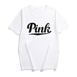 Women PINK Graphic Tee Pink Letter Shirt Oversized