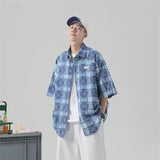 Men Shirts Plaid Loose Casual Jacket