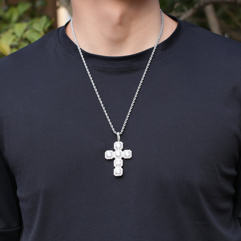 Jewelry Cross Pendant Copper Set Zircon Pendant Necklace Egypt Pieces Jesus Pieces Royalty Spectrum