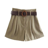 Women Vest Breasted Vest with Waist Shorts Suit