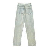 Men Jeans Stitching Ruffle Casual Loose