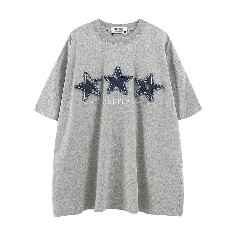 Men T-Shirt Oversize Denim Stitching