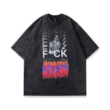 Men T-Shirt Anime Print Distressed