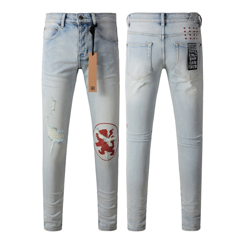 KSUBI Jeans Slim Fit Casual Stretch Ripped  Jeans