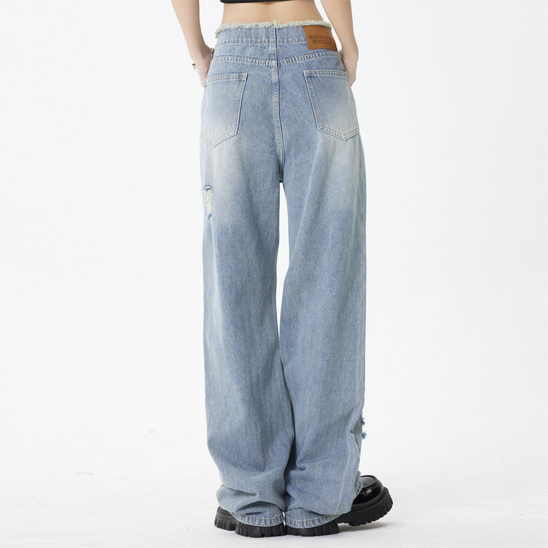 Men Jeans Ripped Burrs