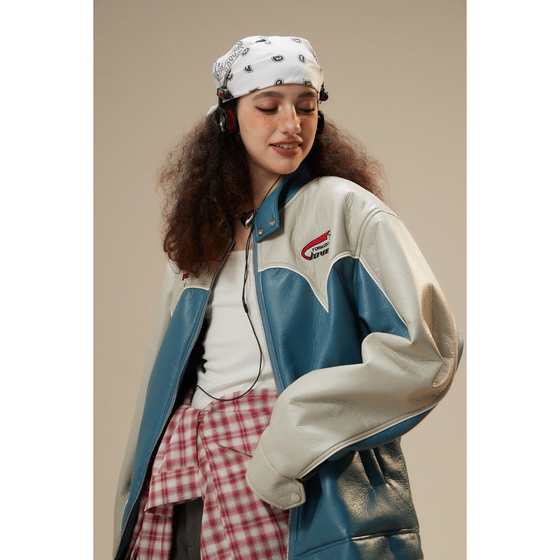 Unisex Pu Jacket PU Leather Jacket Stand Collar Coat