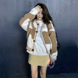 Women Knitted Cardigan Vintage Knitted Short Sweater